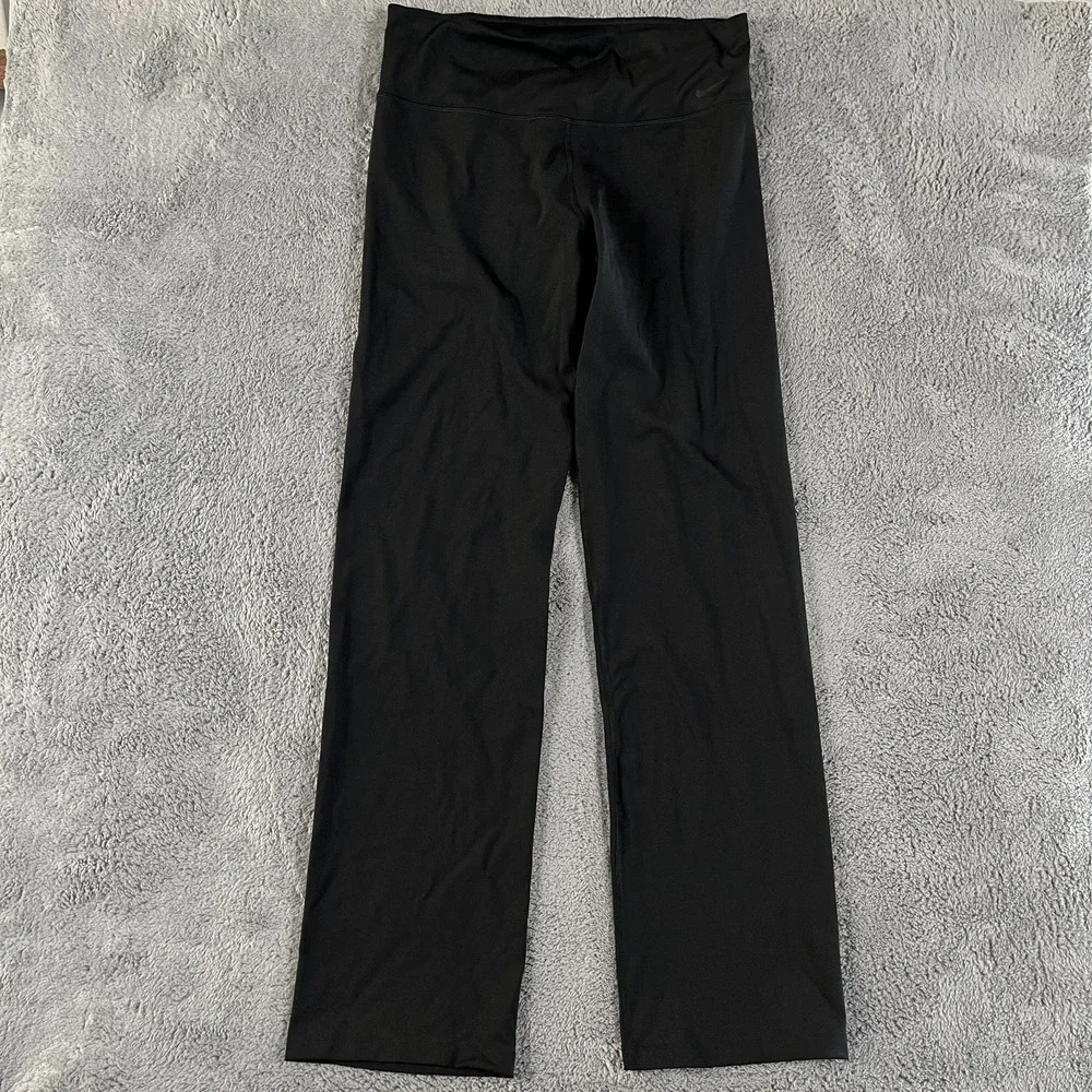 Nike Dri-FIT Athletic Yoga Pants Womens L Black Performance Straight Leg Pull On